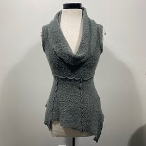 Jasmine KC Grey Boucle Cowl Neck Sleeveless Sweater Asymmetrical Hem Sz S Fairy